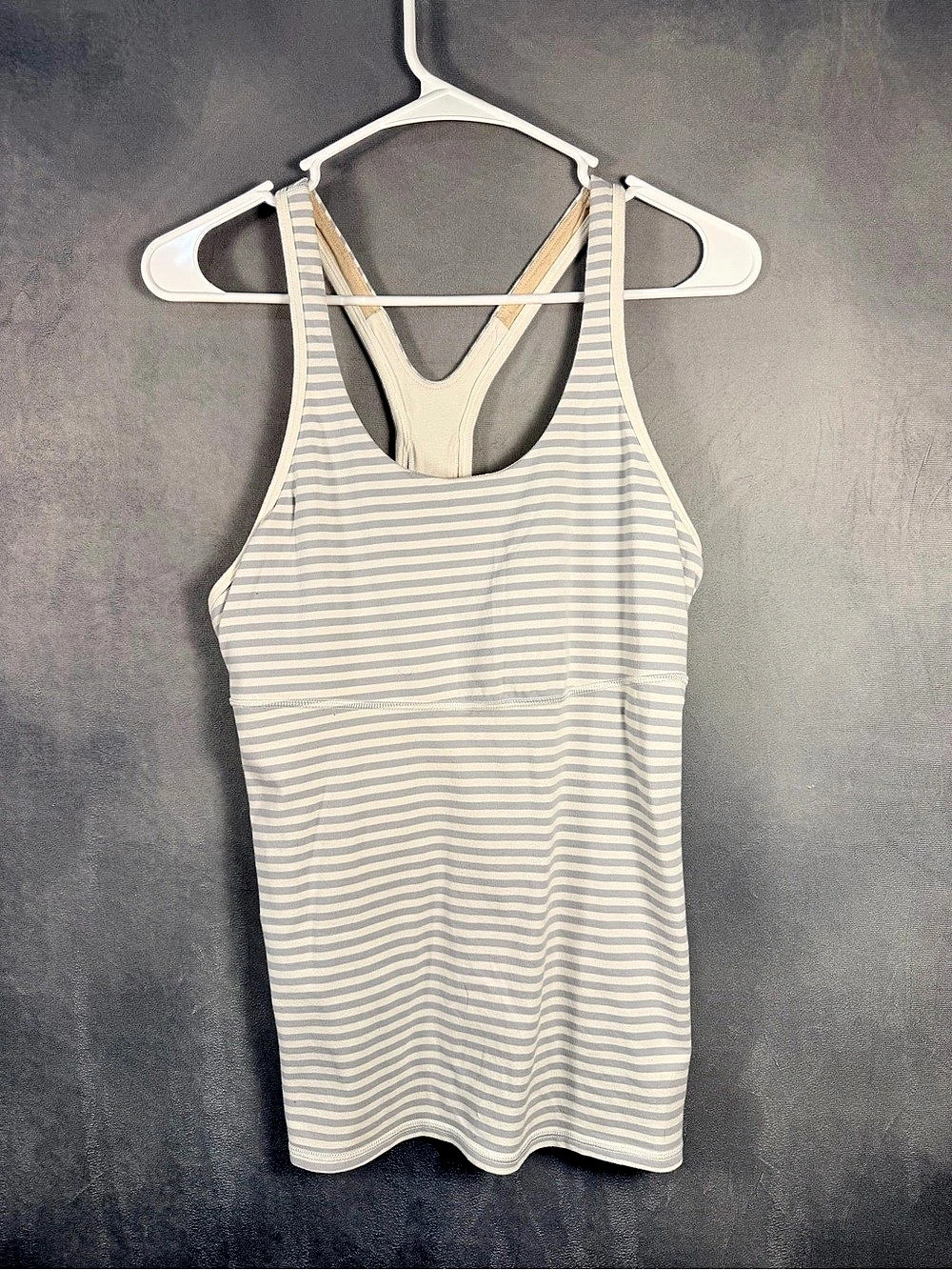 lululemon Power Y Tank Striped One Piece Blue & White Size 12